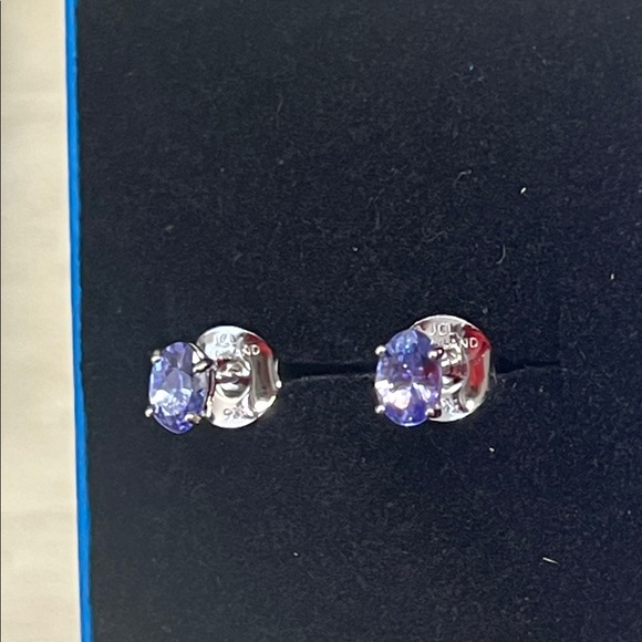 NIB - JTV Blue Tanzanite Stud Earrings, Rhodium Over Sterling Silver | 0.94ctw - Picture 9 of 12